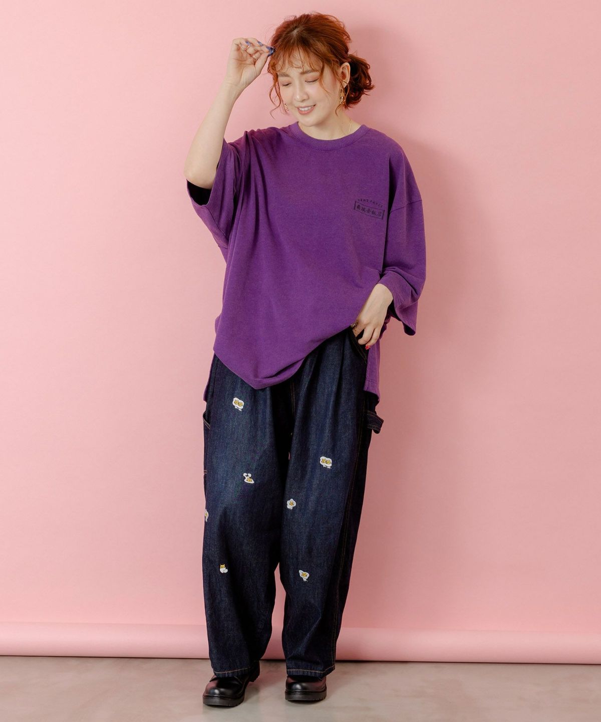 覇璃帝飯店ケミカル加工8分袖Tシャツ-3