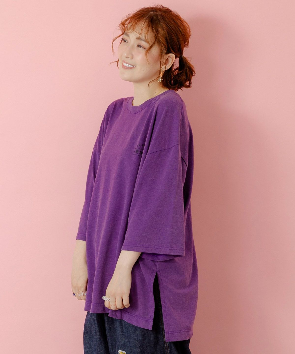 覇璃帝飯店ケミカル加工8分袖Tシャツ-5