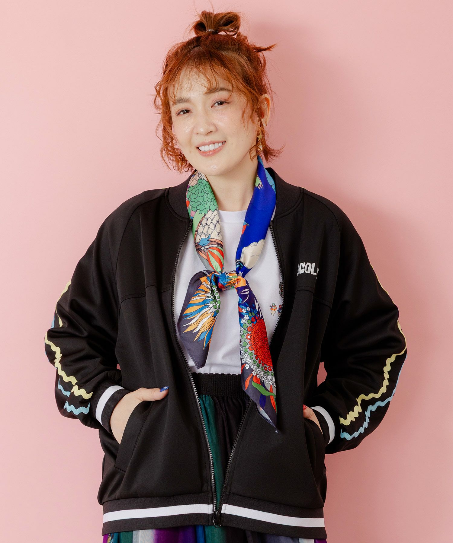 スカラー　scolar 153621：花とスカラー刺繍 ジャージブルゾン 153621：花とスカラー刺繍 ジャージブルゾンの通販-ScoLar