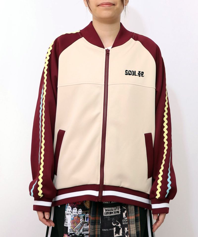 花とスカラー刺繍 ジャージブルゾン-8