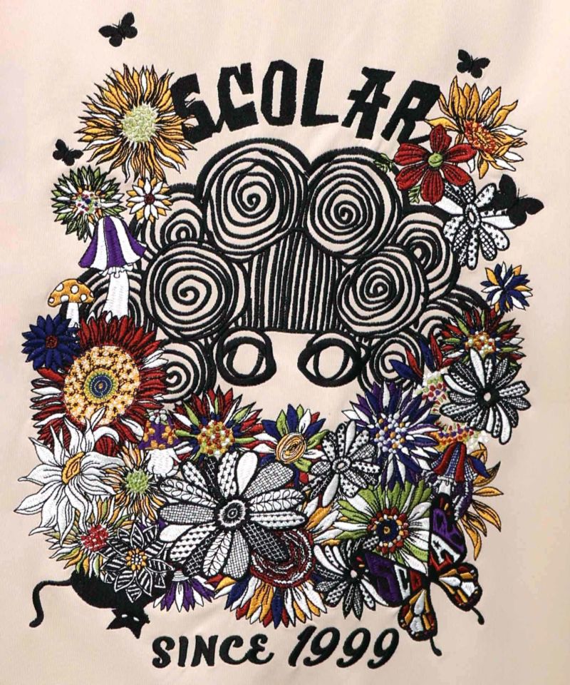 花とスカラー刺繍 ジャージブルゾン-11