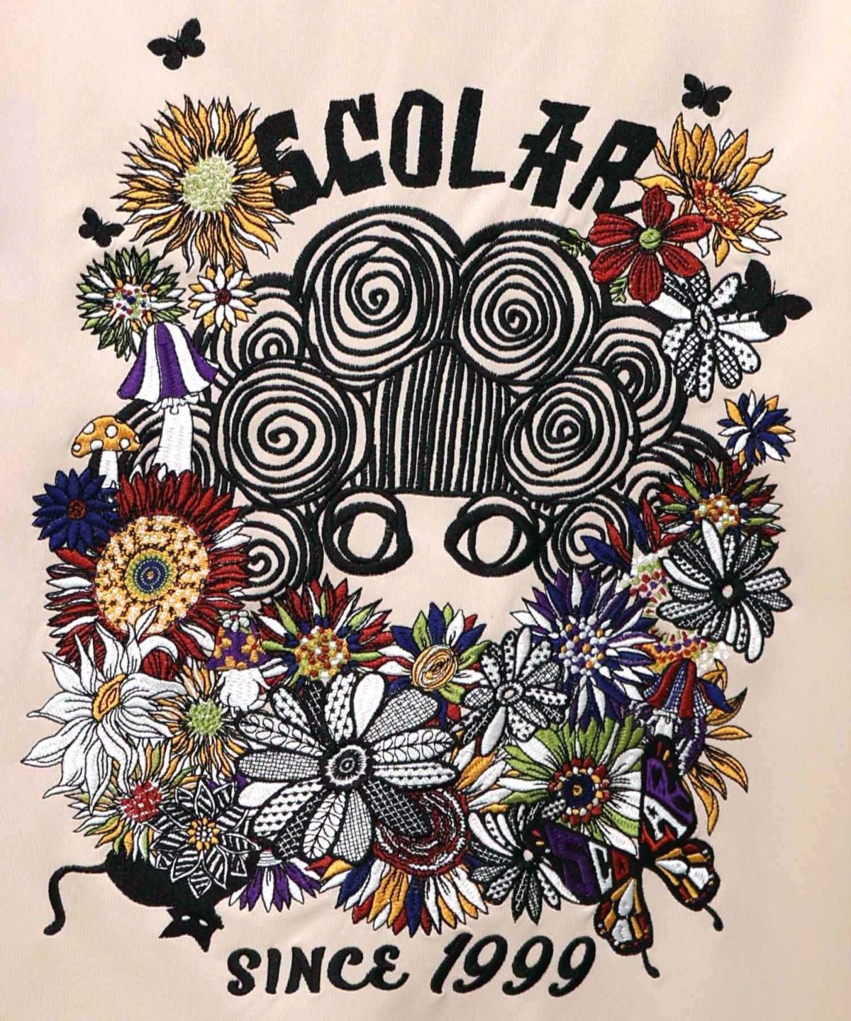 花とスカラー刺繍 ジャージブルゾン-11