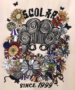 花とスカラー刺繍 ジャージブルゾン-11