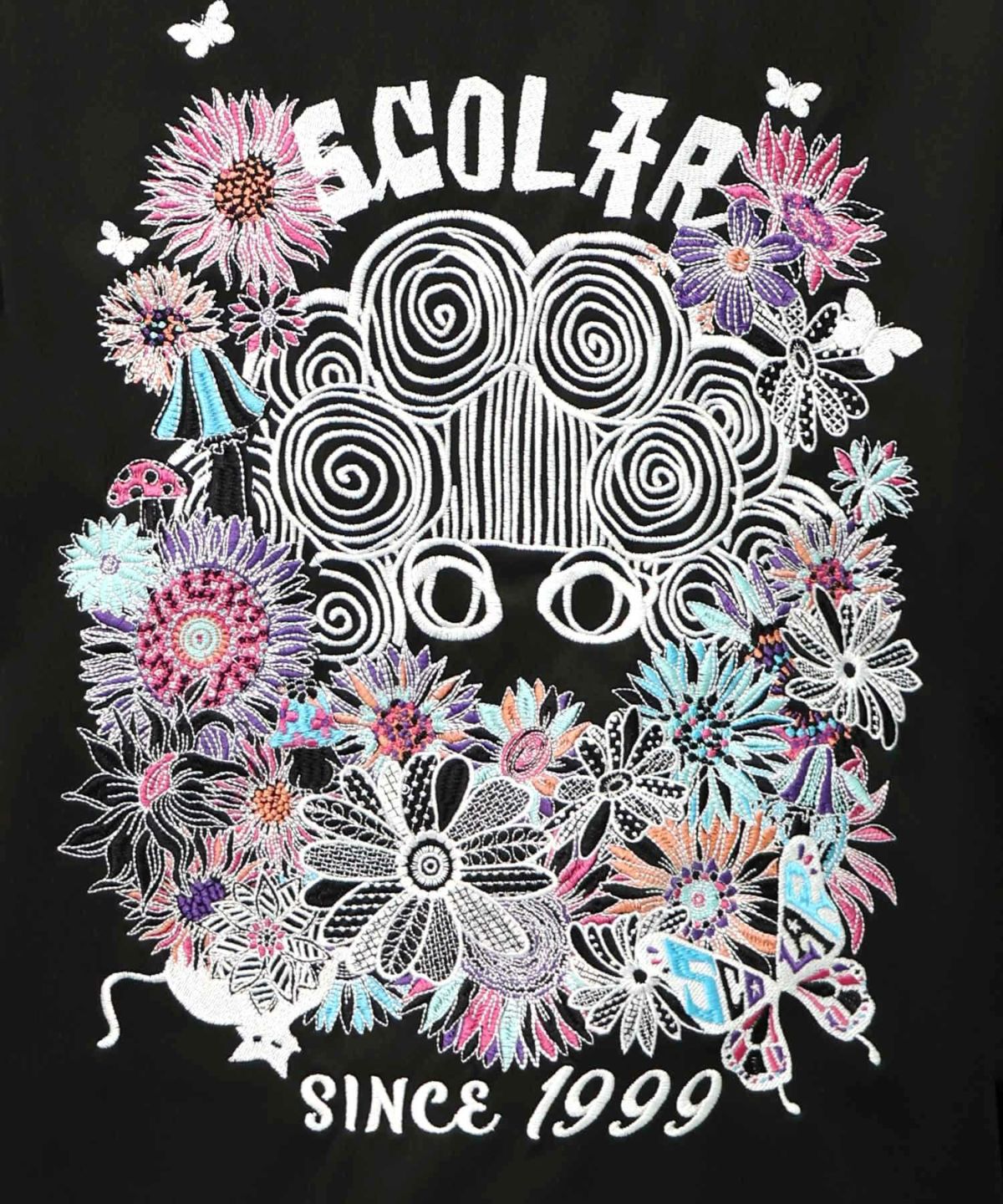 花とスカラー刺繍 ジャージブルゾン-15