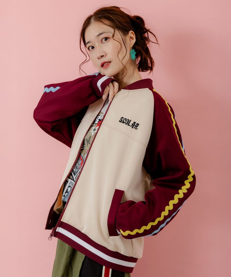 花とスカラー刺繍 ジャージブルゾン-26