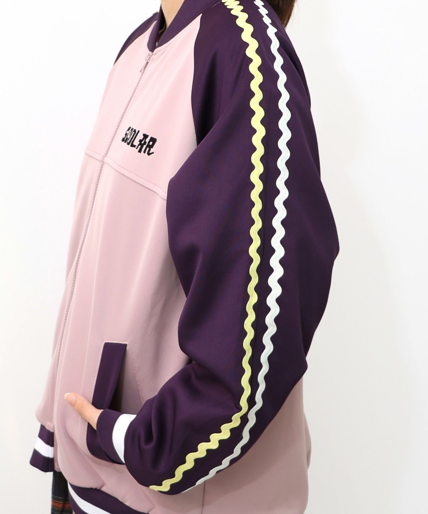 花とスカラー刺繍 ジャージブルゾン-30