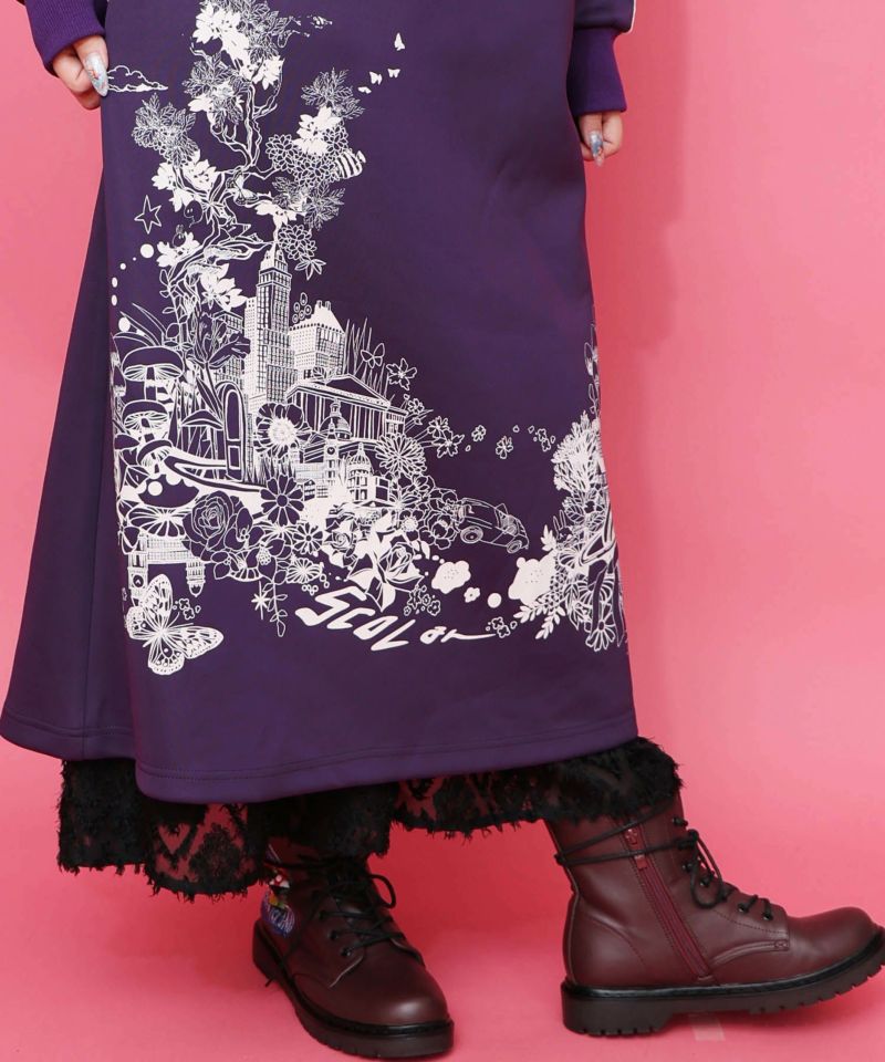 風景柄ハーフジップジャージワンピース-8