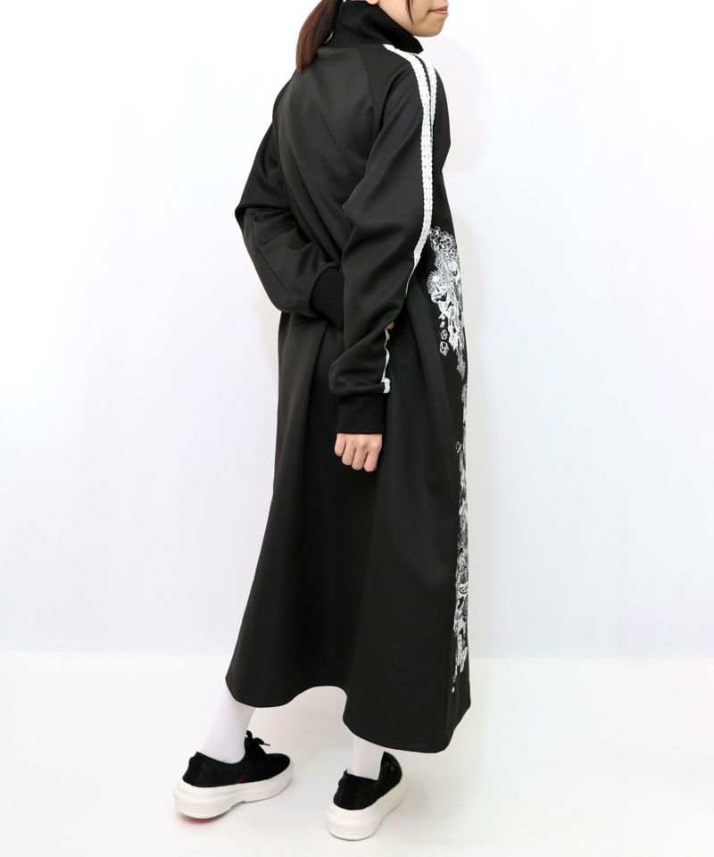 風景柄ハーフジップジャージワンピース-11