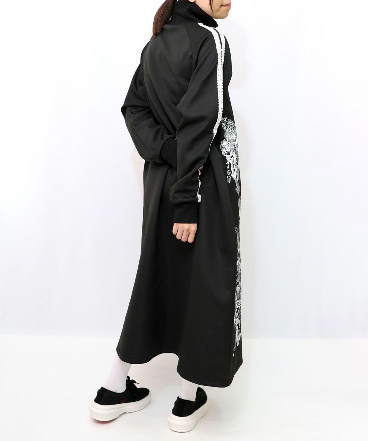 風景柄ハーフジップジャージワンピース-11