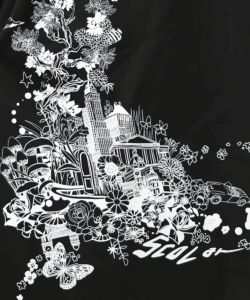 風景柄ハーフジップジャージワンピース-12