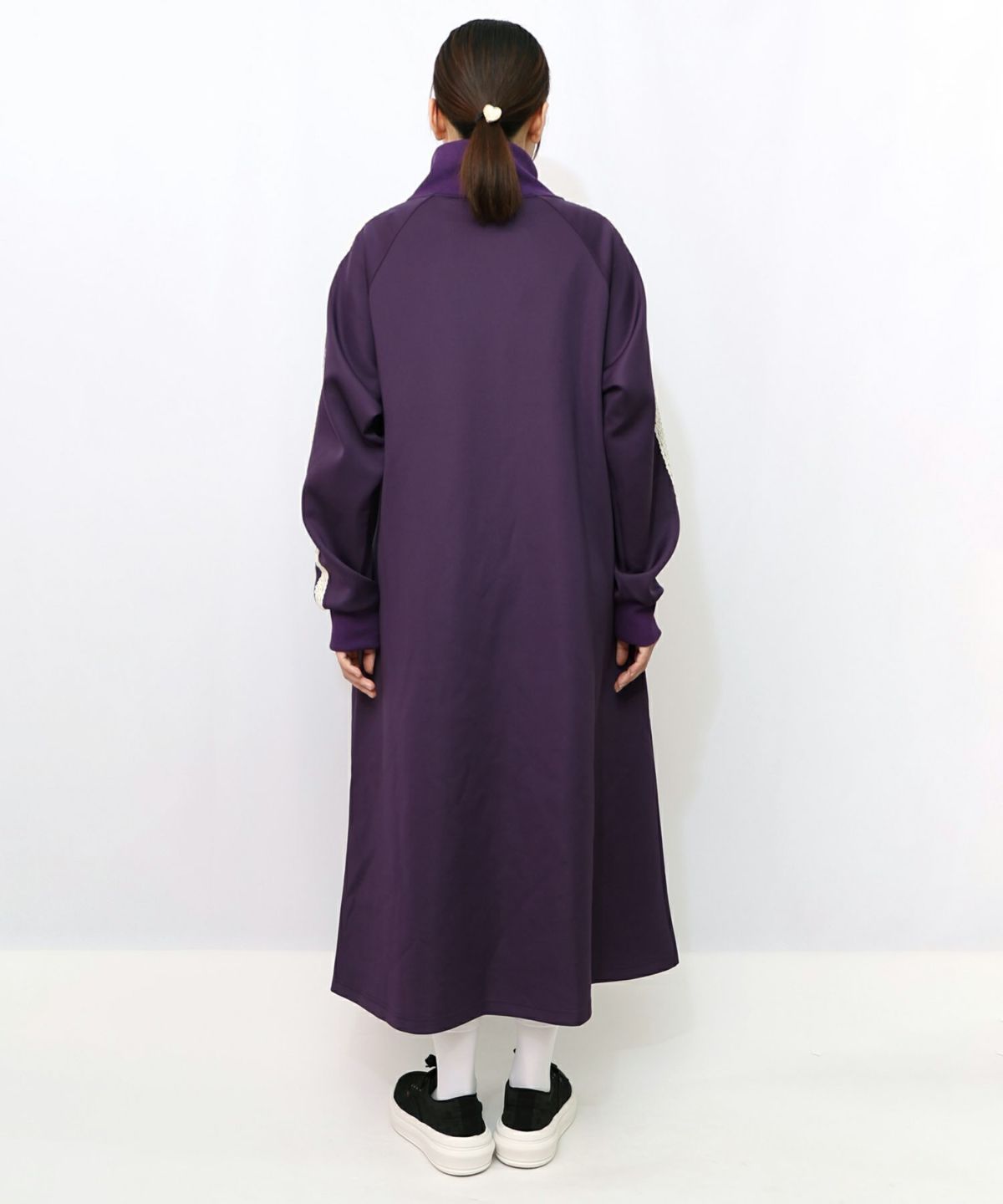 風景柄ハーフジップジャージワンピース-15