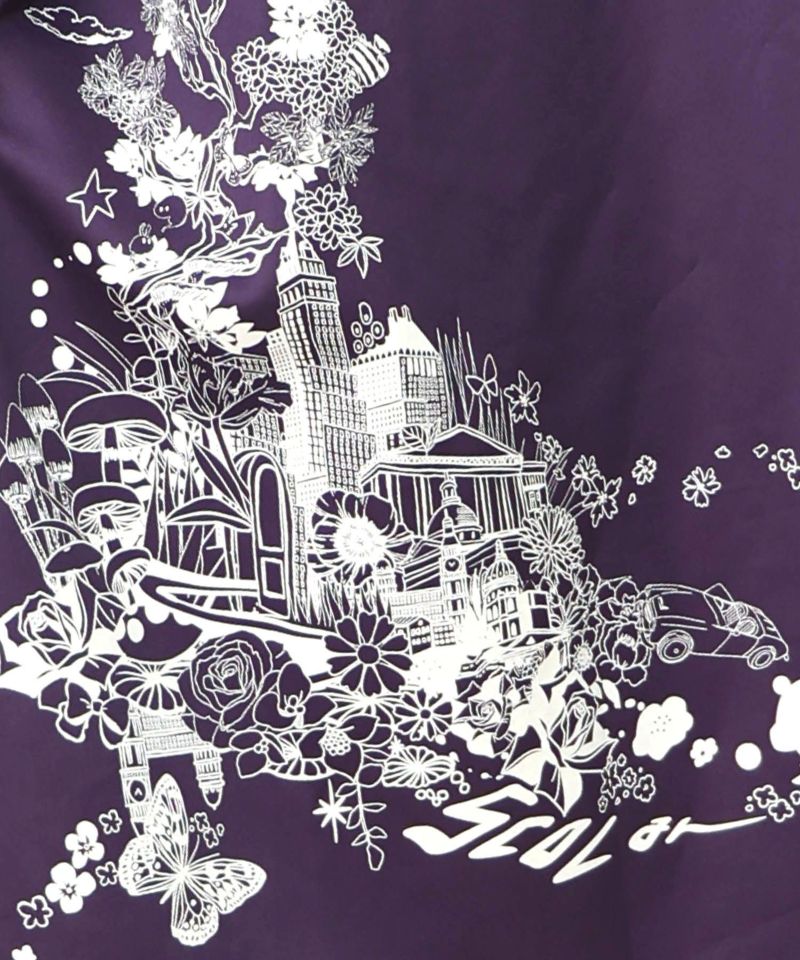 風景柄ハーフジップジャージワンピース-16