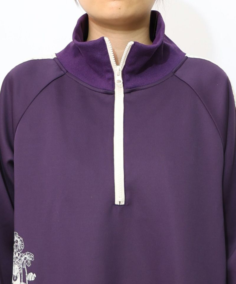 風景柄ハーフジップジャージワンピース-17