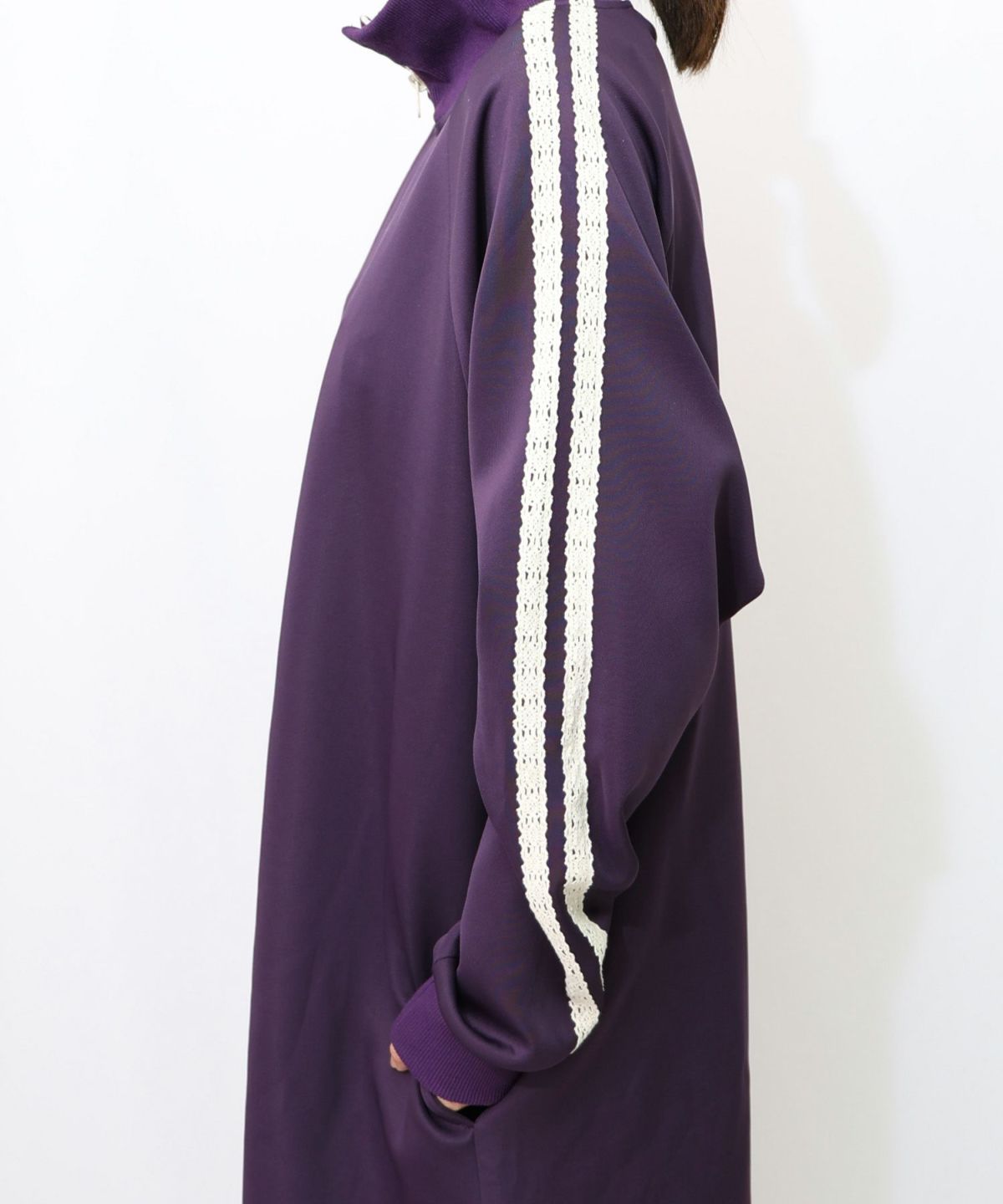 風景柄ハーフジップジャージワンピース-19