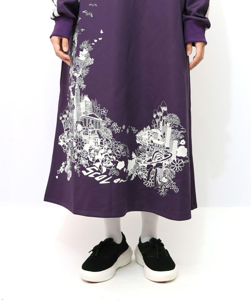 風景柄ハーフジップジャージワンピース-20