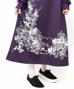 153620：風景柄ハーフジップジャージワンピースの通販-ScoLar