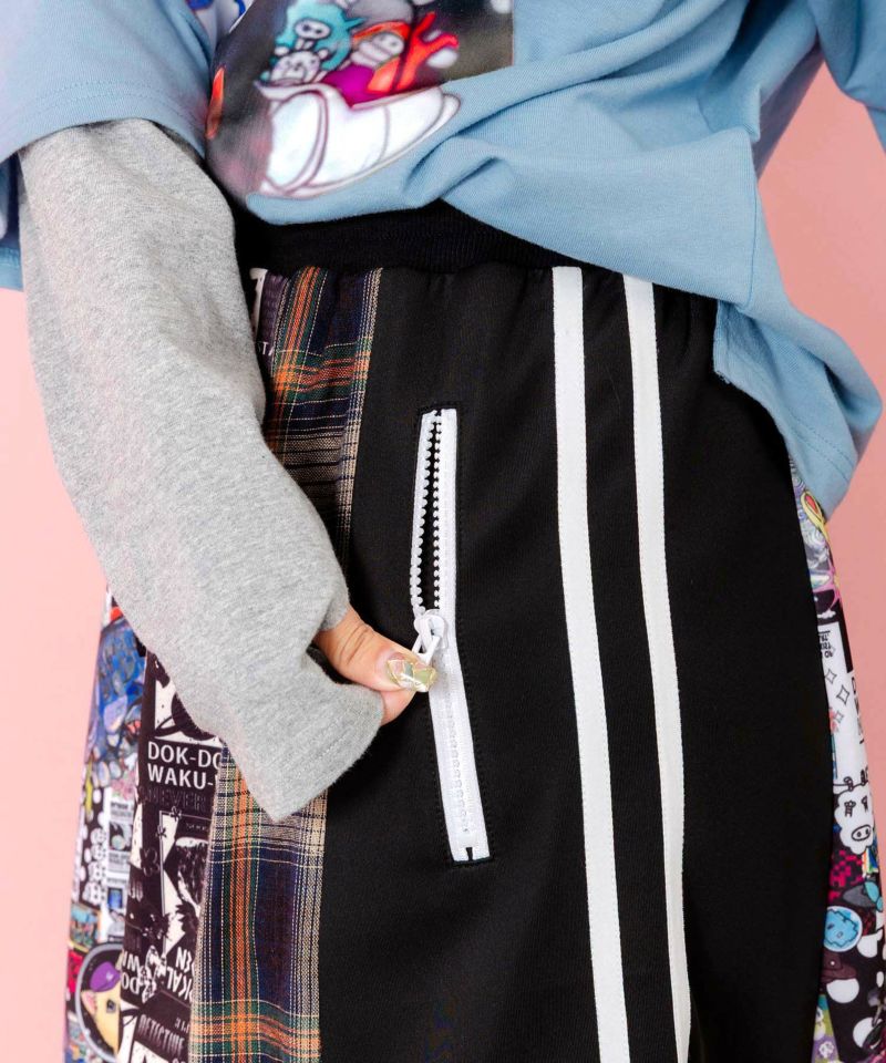 異素材切替パッチワークスカート-7