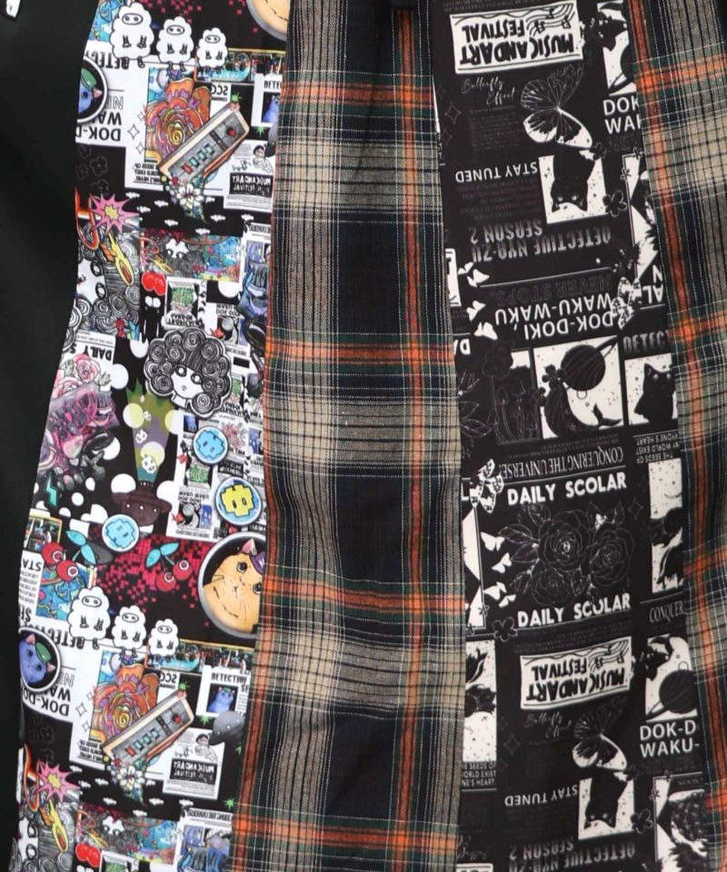 異素材切替パッチワークスカート-12