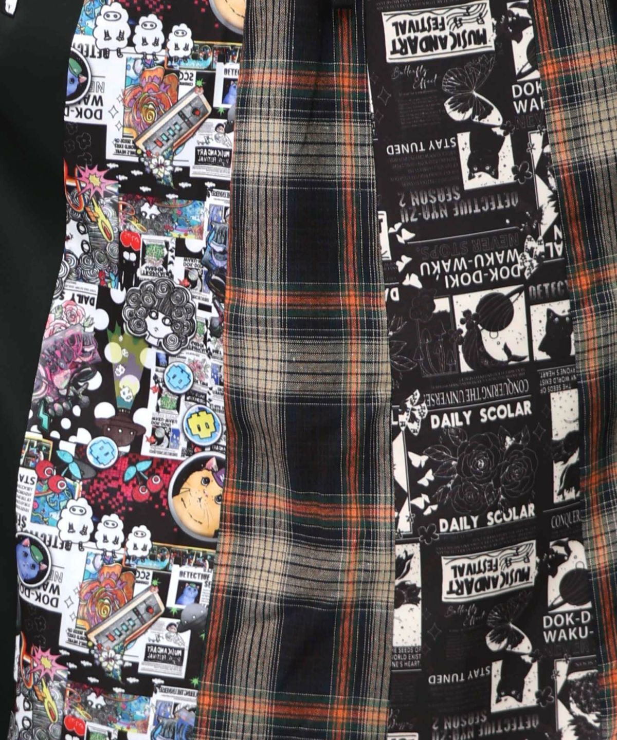 異素材切替パッチワークスカート-12