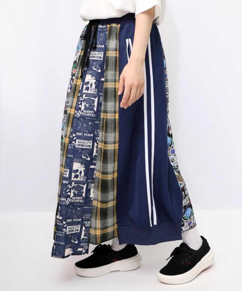 異素材切替パッチワークスカート-14