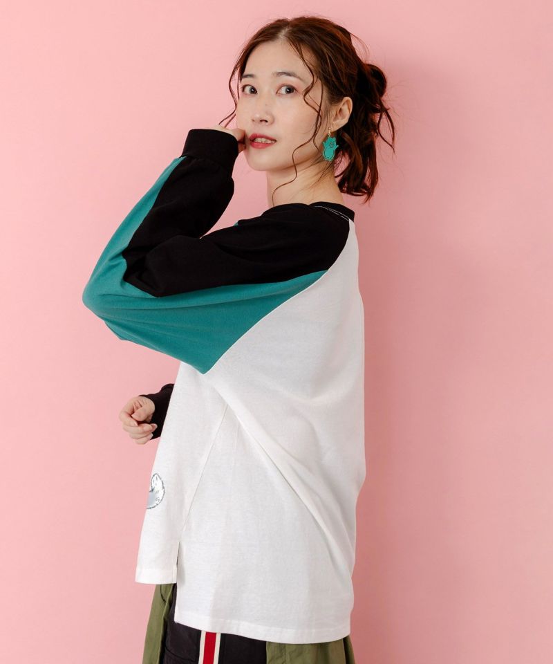 ネコとテレビ柄ロンT-3