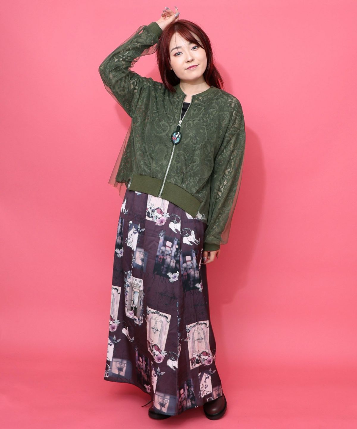 ネコチャームチュール重ねレースブルゾン-2