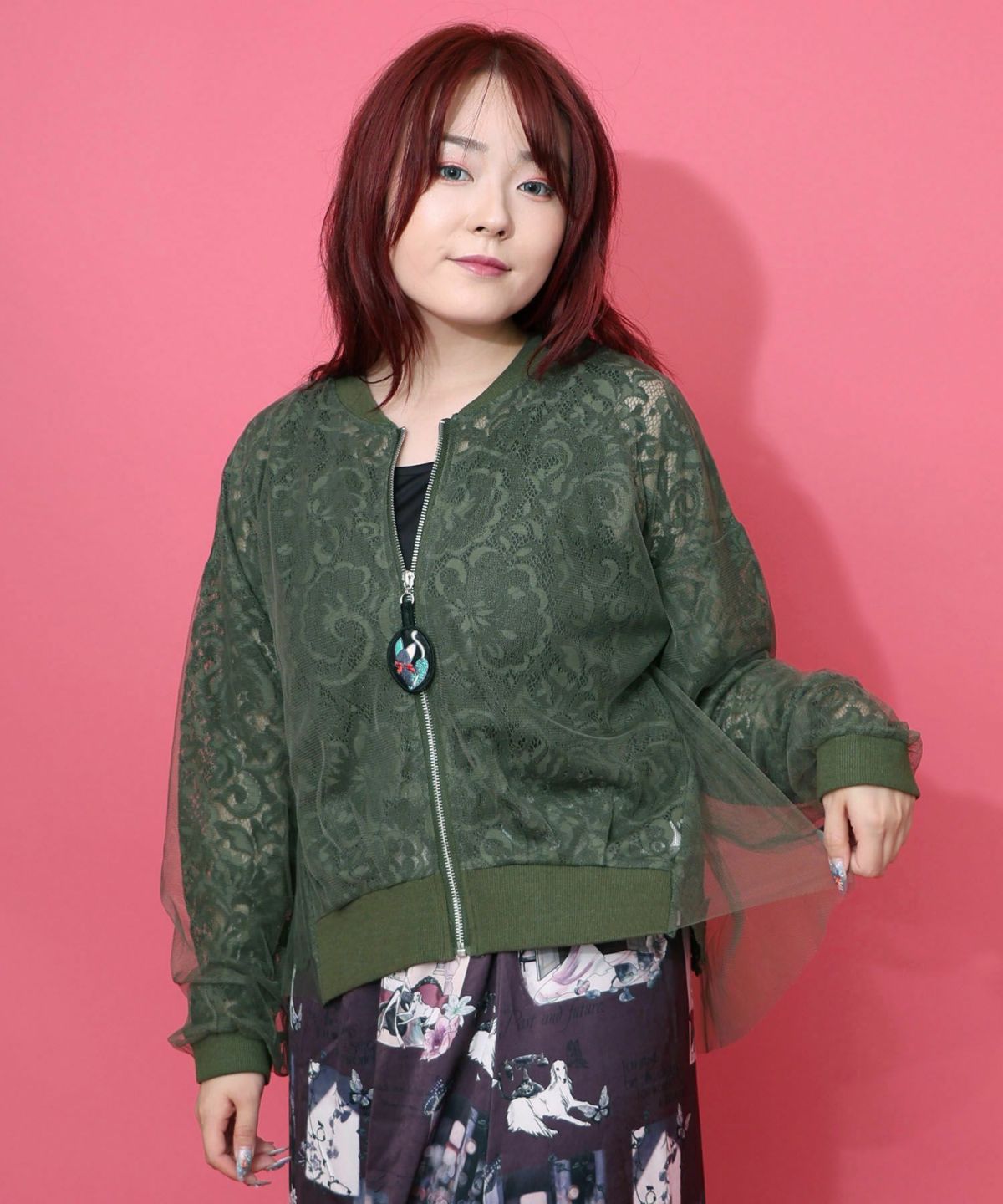 ネコチャームチュール重ねレースブルゾン-3