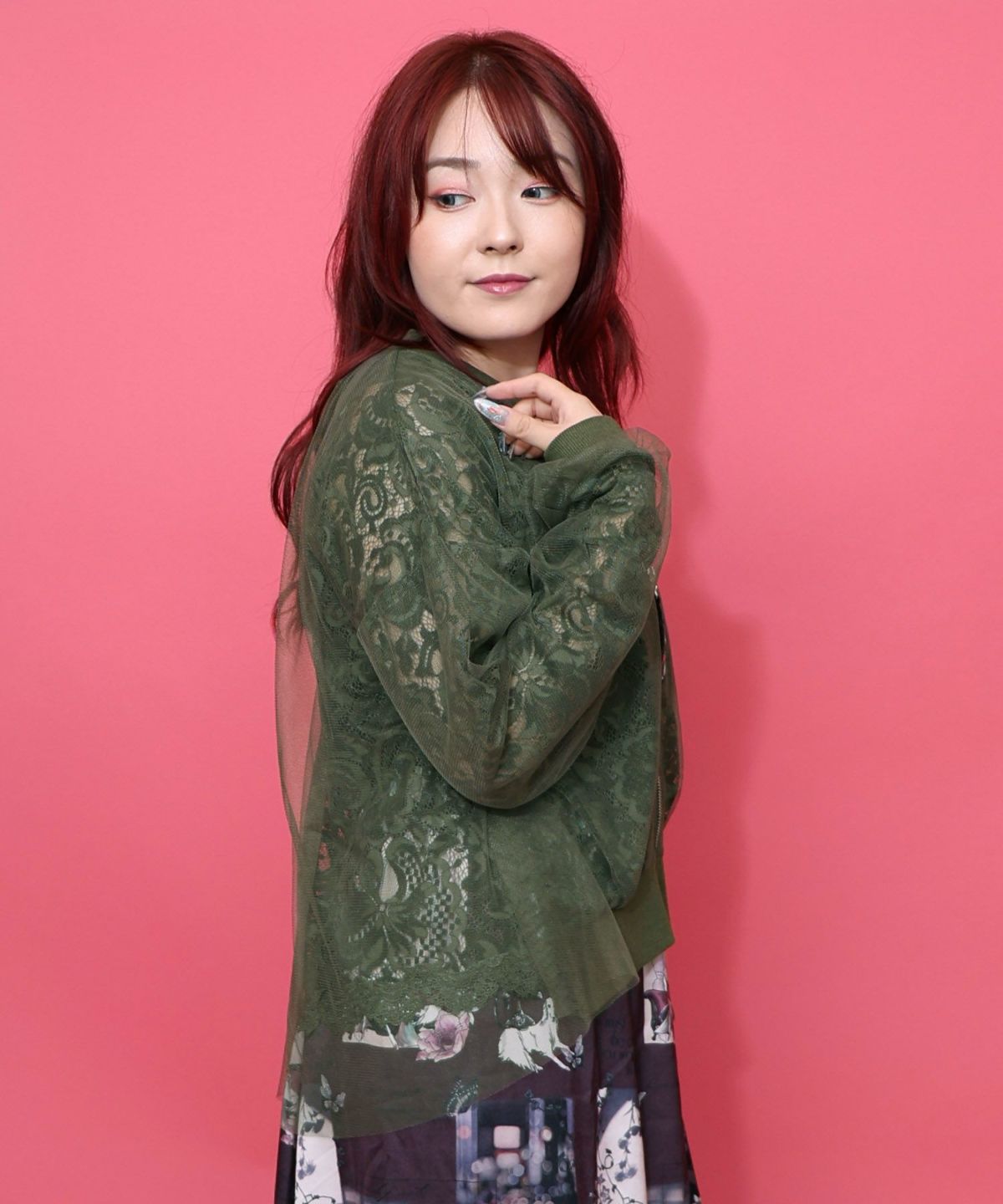 ネコチャームチュール重ねレースブルゾン-4