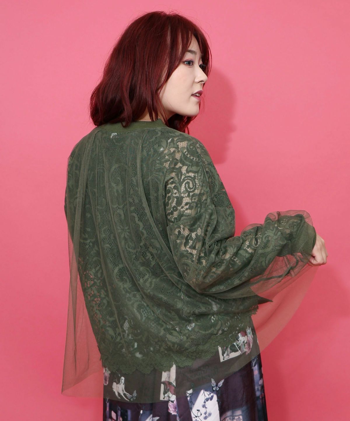 ネコチャームチュール重ねレースブルゾン-5