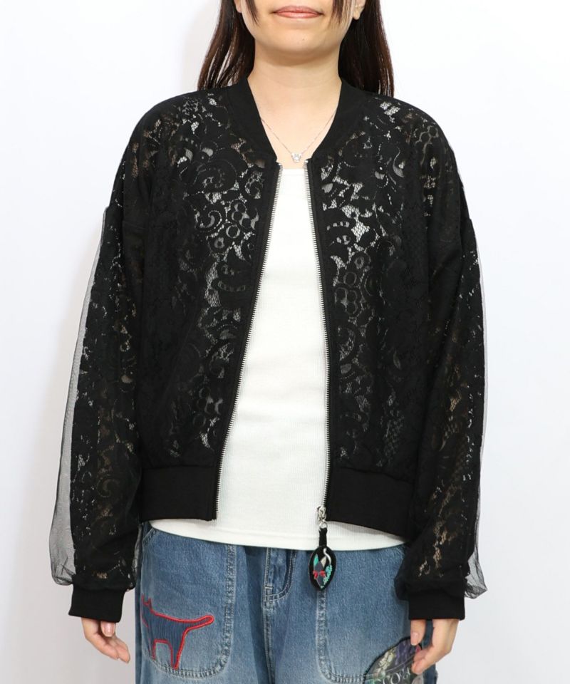 ネコチャームチュール重ねレースブルゾン-8