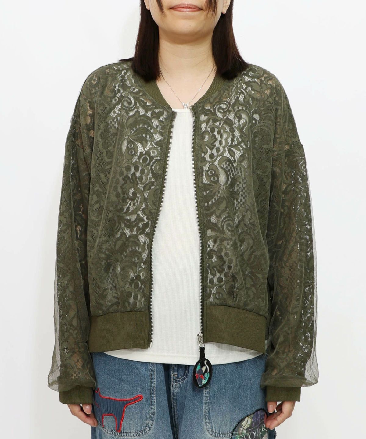 ネコチャームチュール重ねレースブルゾン-12