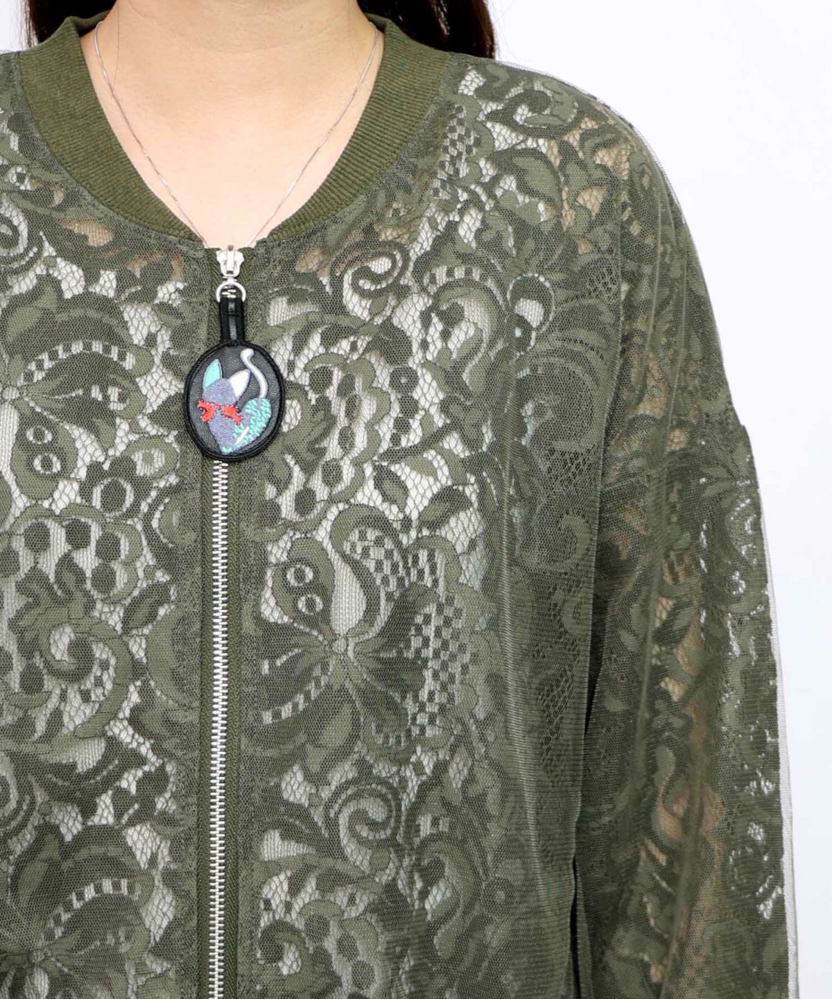 ネコチャームチュール重ねレースブルゾン-17