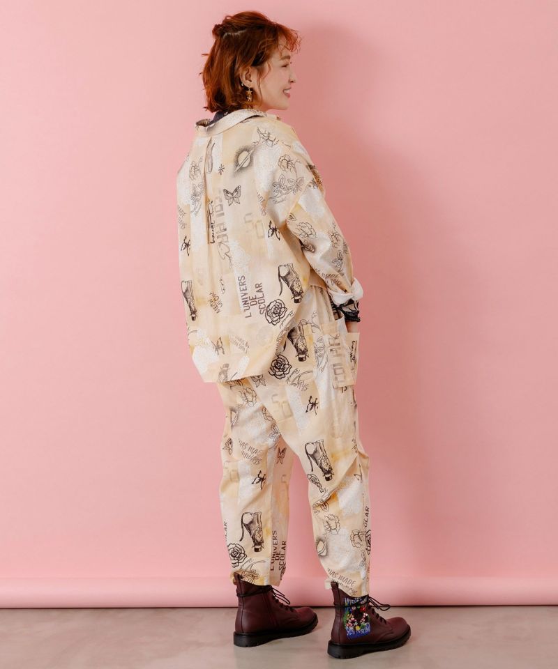 バイオ加工レースプリントパンツ-6