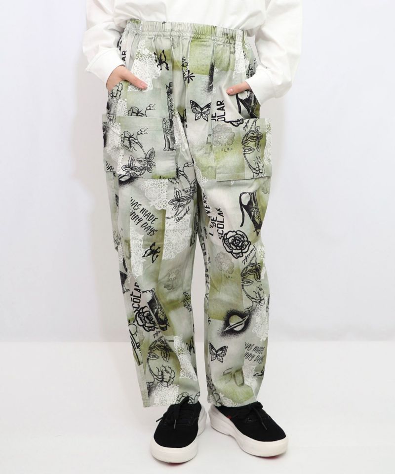バイオ加工レースプリントパンツ-8