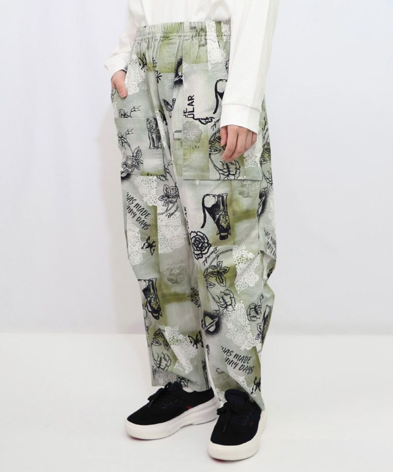 バイオ加工レースプリントパンツ-9