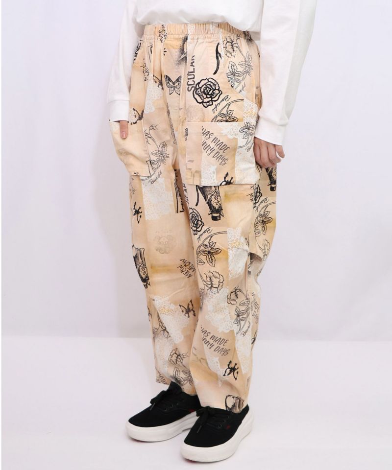 バイオ加工レースプリントパンツ-13