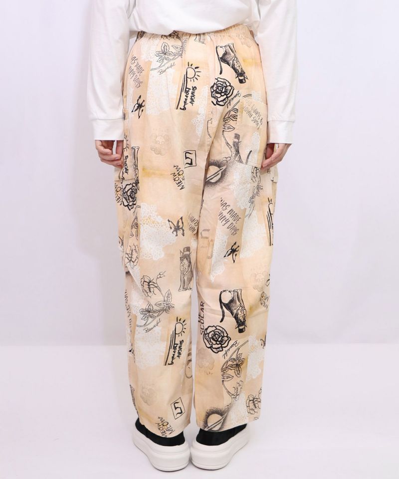 バイオ加工レースプリントパンツ-14