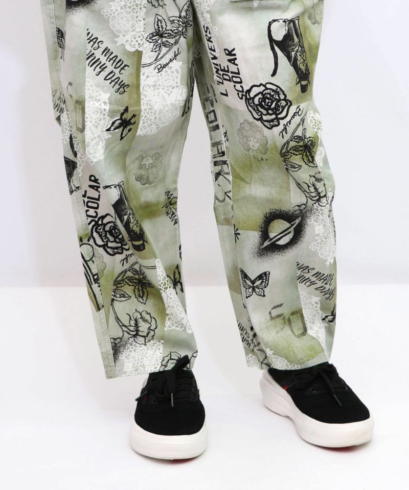 バイオ加工レースプリントパンツ-17