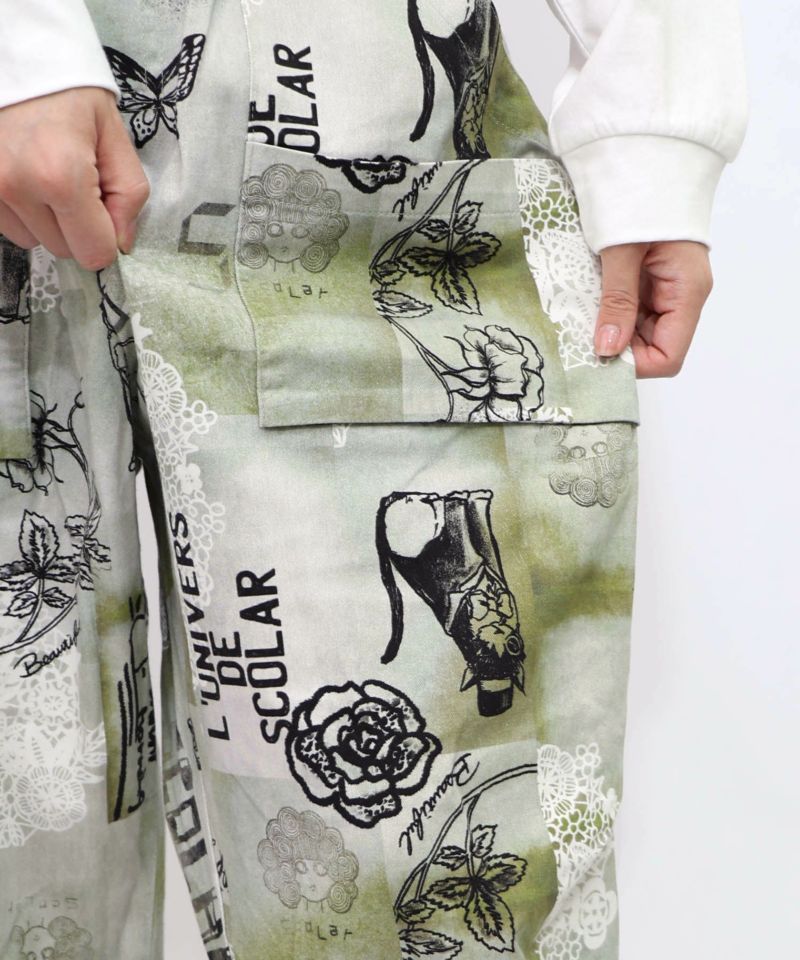 バイオ加工レースプリントパンツ-19
