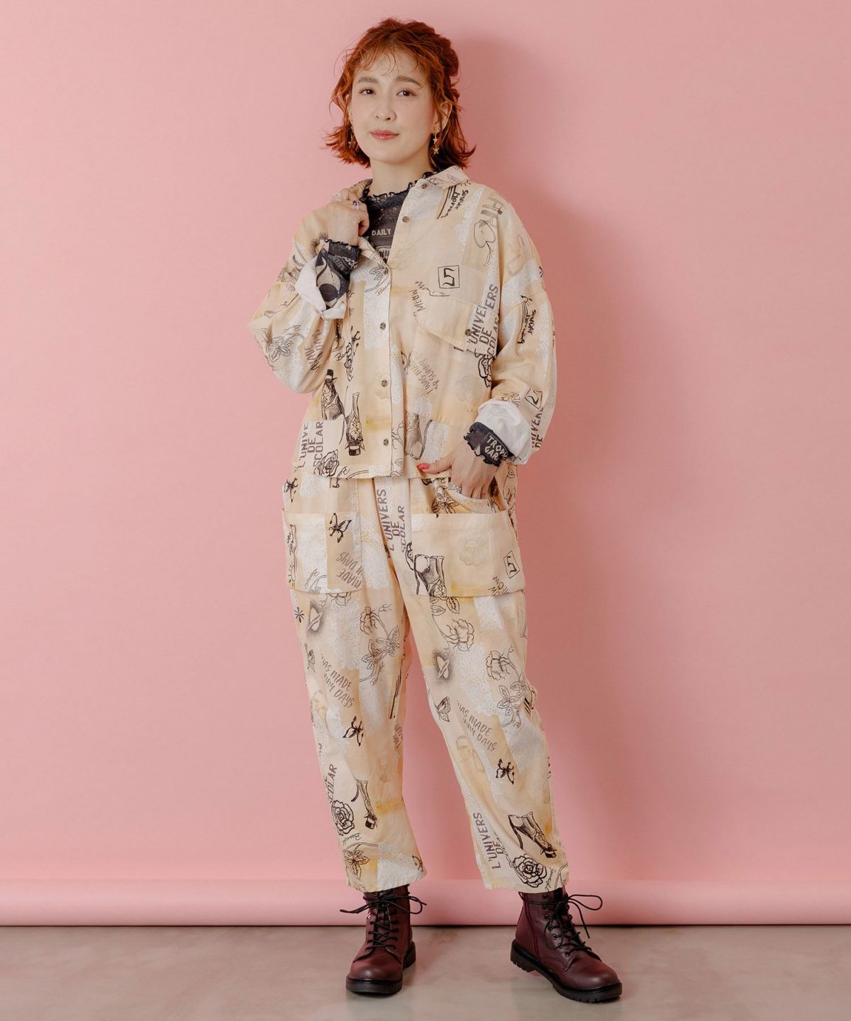 バイオ加工レースプリントシャツ-2