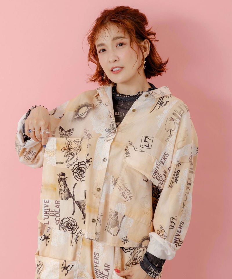 バイオ加工レースプリントシャツ-3