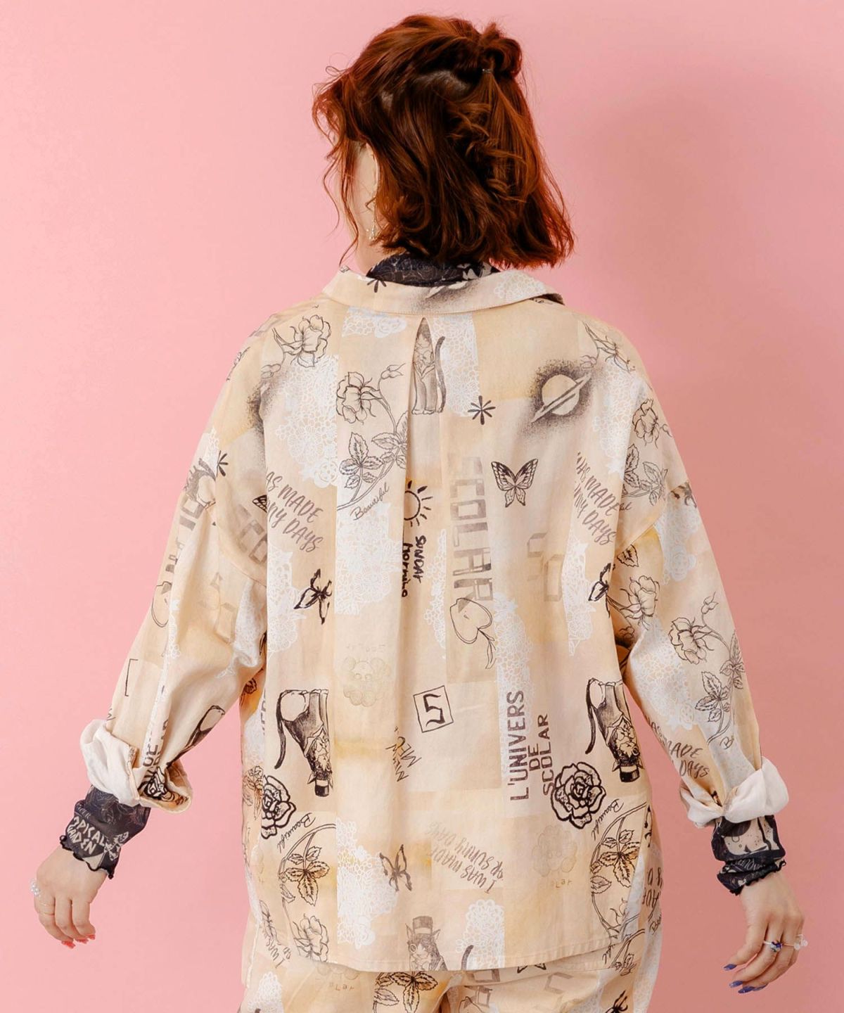 バイオ加工レースプリントシャツ-5