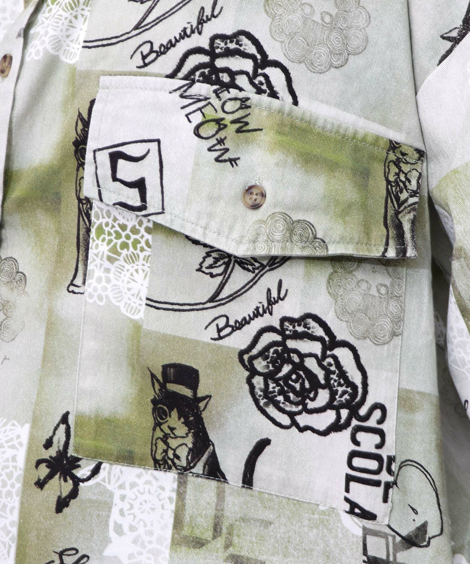 バイオ加工レースプリントシャツ-11