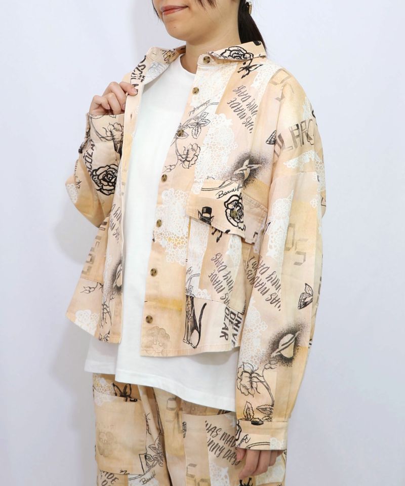 バイオ加工レースプリントシャツ-13