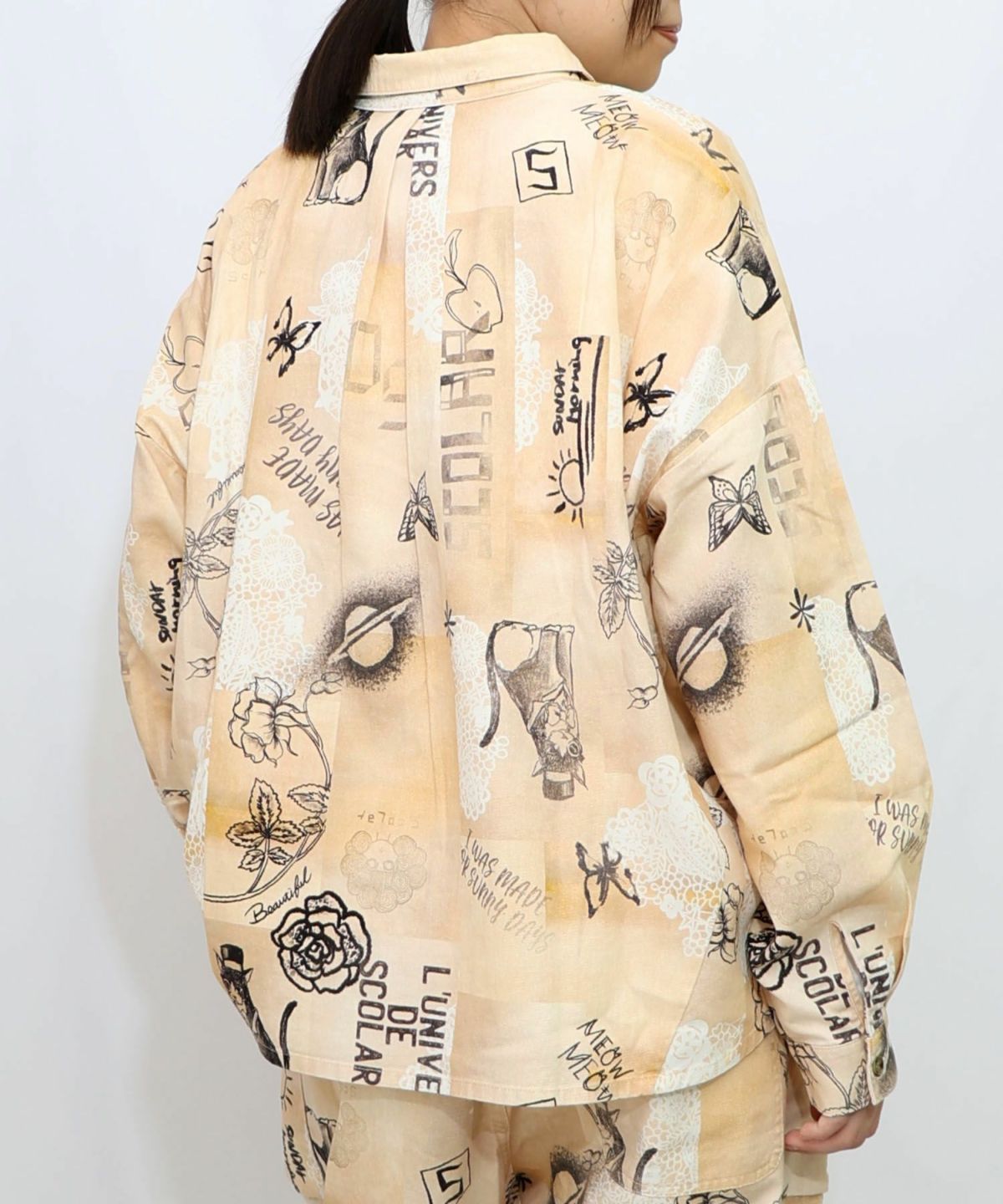 バイオ加工レースプリントシャツ-14