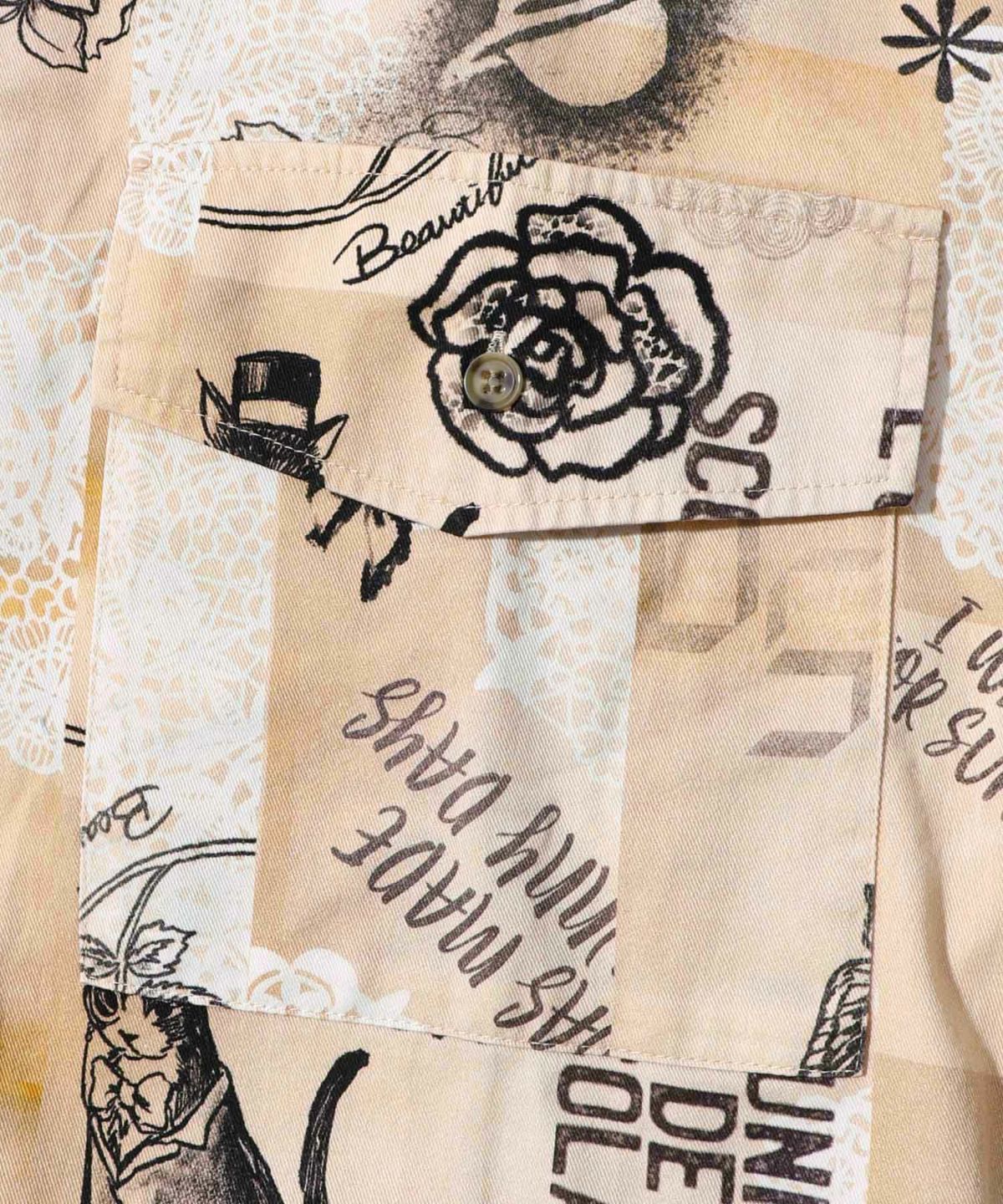 バイオ加工レースプリントシャツ-15