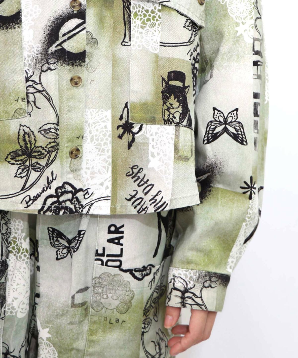 バイオ加工レースプリントシャツ-18