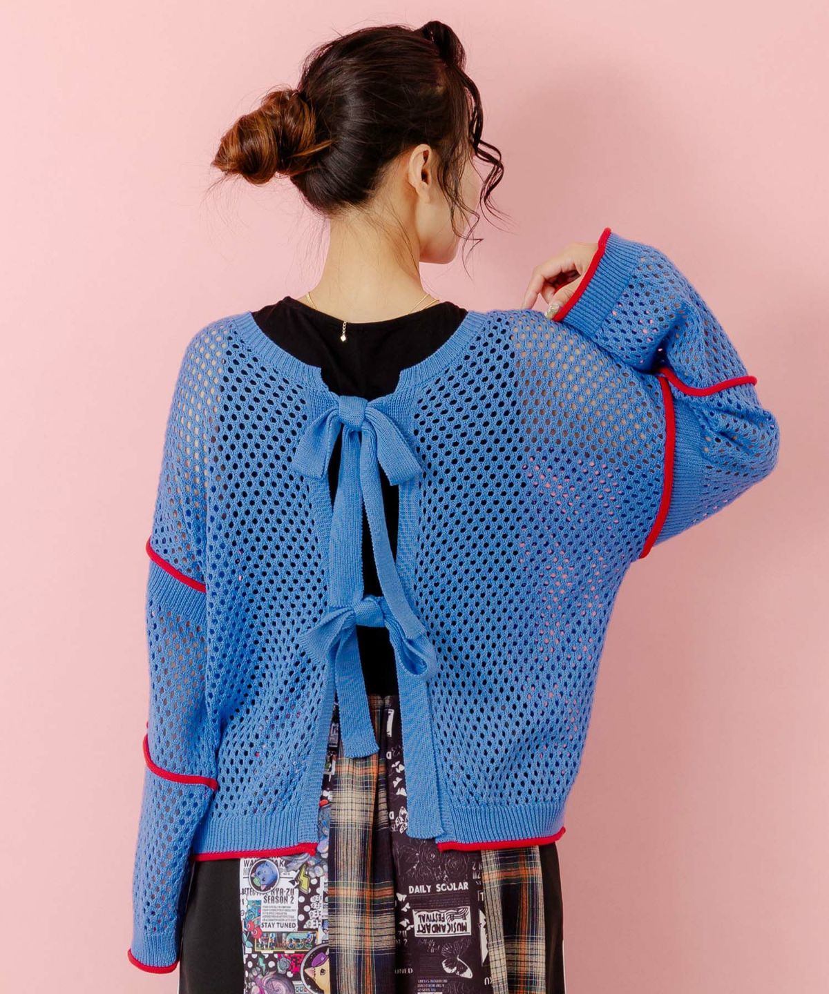 花アップリケ2WAYメッシュプルオーバー-5