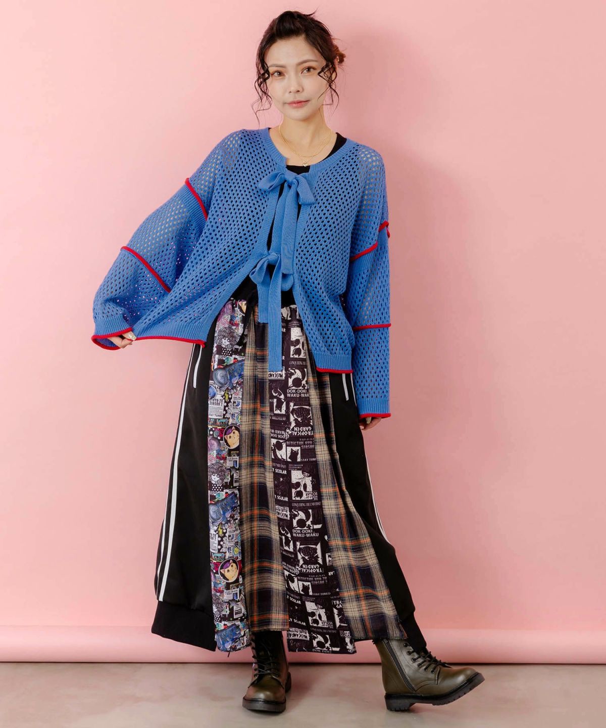 花アップリケ2WAYメッシュプルオーバー-8