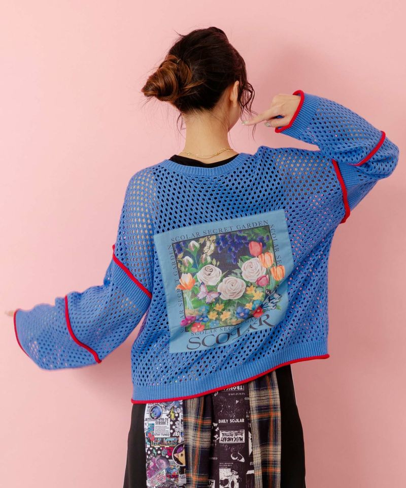 花アップリケ2WAYメッシュプルオーバー-9